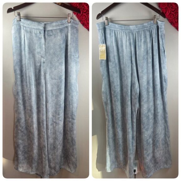 Michael Michael Kors Petite XL Wide-Leg Silky Pants PXL in Chambray - Picture 2 of 11
